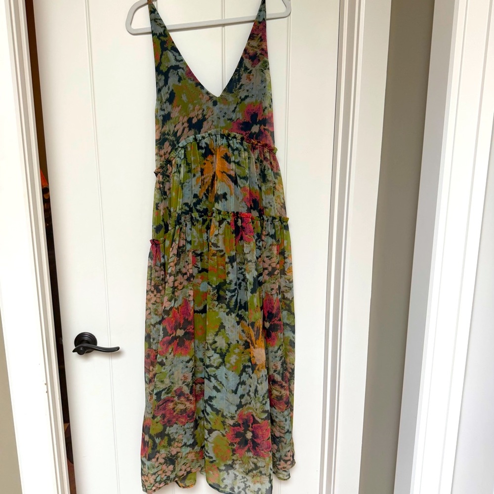 Free People Floral Maxi Dress in Green, Yellow, Orange - Picture 2 of 5